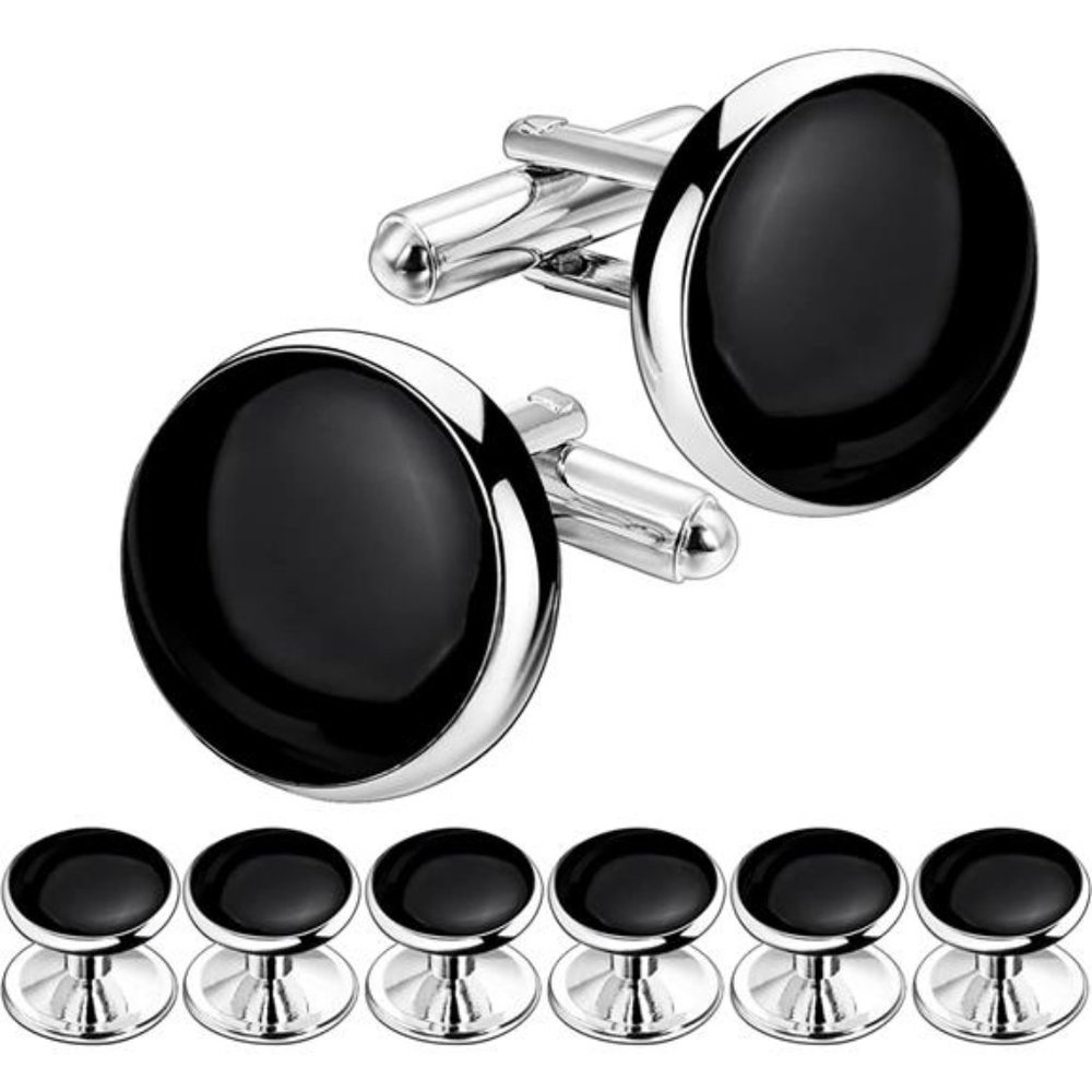 Men’s Cufflinks and Tuxedo Studs Set with Gift Box